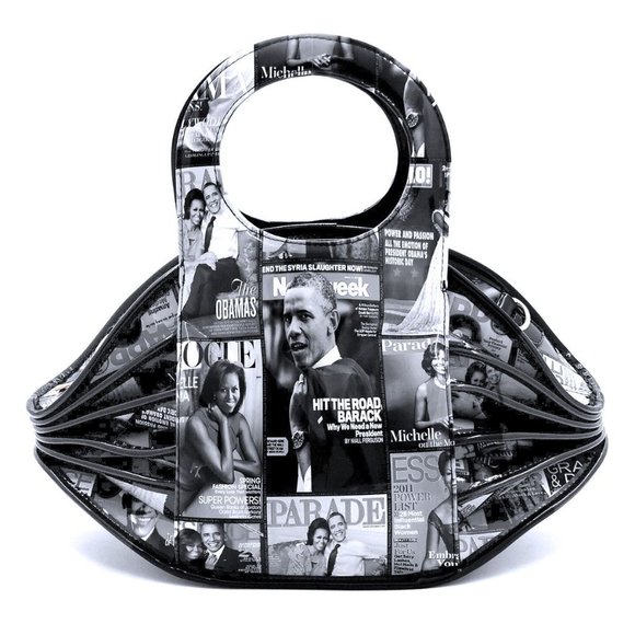 Handbags - Black and White Michelle Obama Accordion Bag